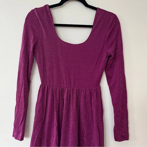 Metallic / Glitter Magenta Pink Mini Dress - Picture 3 of 7